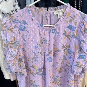 Rachel Zoe Lavender Floral Dress with Puff Sleeves